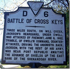 Battle of Cross Keys marker D-6 east of Harrisonburg, VA