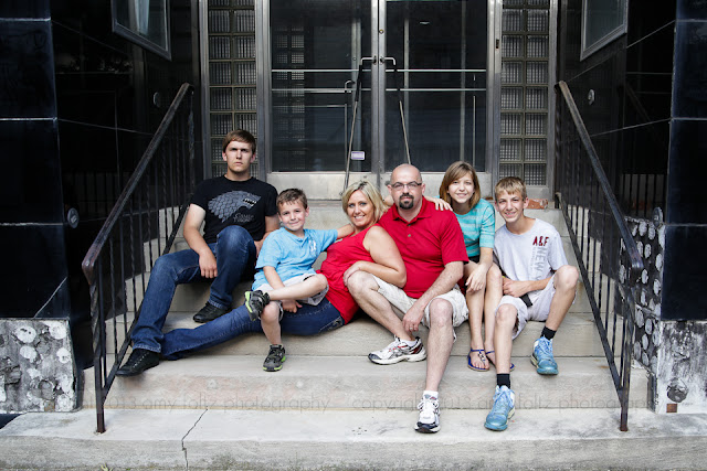 urban family portrait in downtown Terre Haute, In