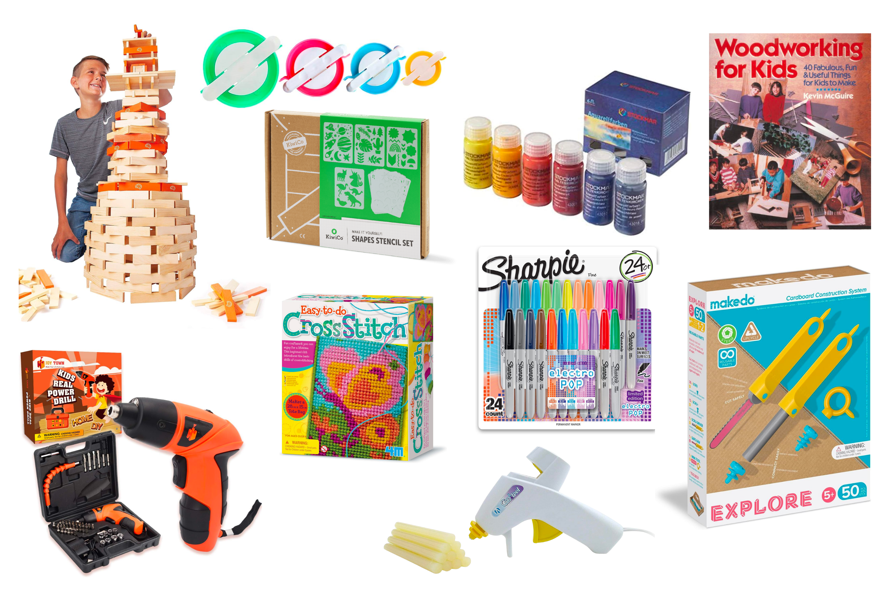 Gift list of Montessori inspired toys for kids that love lego, building, woodworking and more curated by interest for ages 6 to 12.