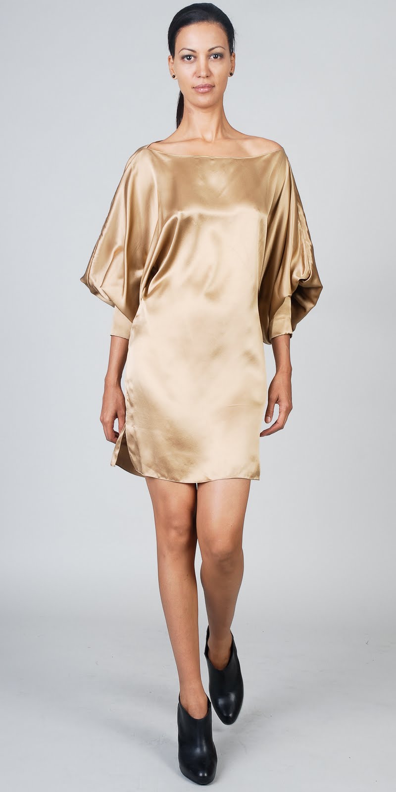 Billow Sleeve Gold Evening Cocktail Dresses :