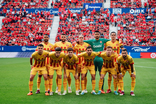 GIRONA F. C. Temporada 2022-23. Yangel Herrera, David López, Oriol Romeu, Gazzaniga, Bernardo. Arnau Martínez, Miguel Gutiérrez, Rodrigo Riquelme, Iván Martín, Tsygankov y Taty Castellanos. CLUB ATLÉTICO OSASUNA 2 🆚 GIRONA F. C. 1 Domingo 04/06/2023, 18:30 horas. Campeonato de Liga de 1ª División, jornada 38. Pamplona, Navarra, estadio El Sadar: 22.128 espectadores. GOLES: ⚽1-0: 52’, Budimir. ⚽2-0: 55’, Budimir. ⚽2-1: 75’, Reinier.