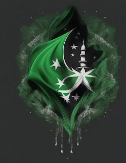 graphic design, Pakistan Independence Day, Unique, vector image, masterpiece,  Black Background,