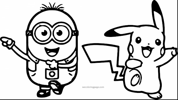 Great Minion Coloring Pages Pokemon Pikachu With Pikachu Coloring Pages And Pikachu  Coloring Sheets Free