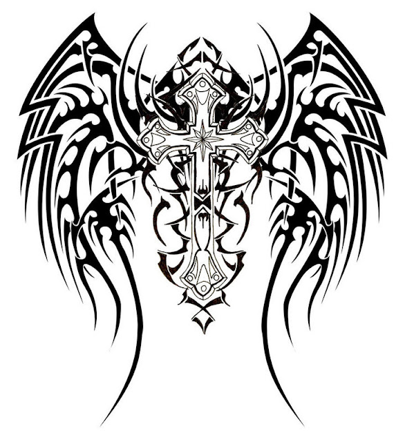 Sampoerna Poetra: Cross tattoos with wings for men
