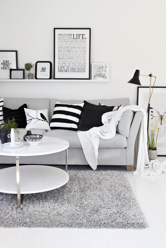 Halcyon Wings Black  White  and Grey  Living  Room 