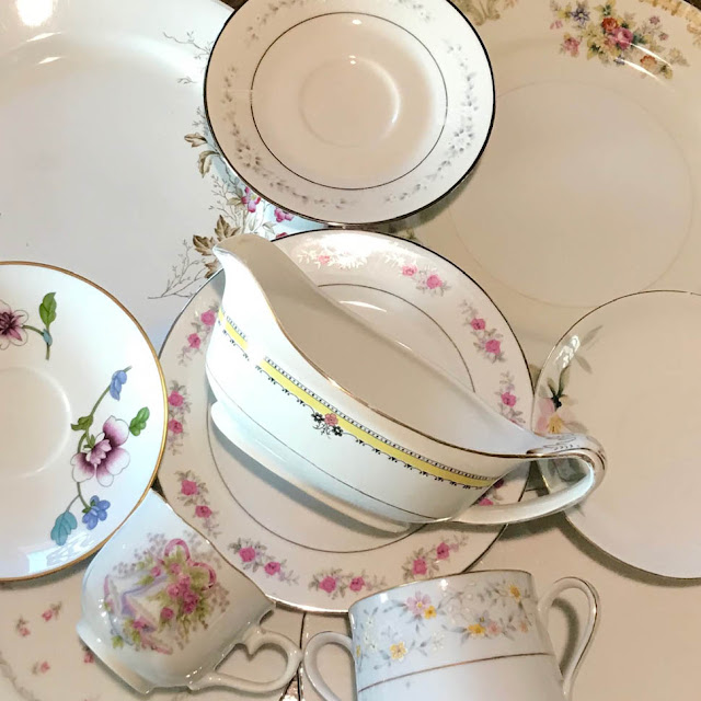 Mismatched Vintage China on Thistle Thicket Studio. www.thistlethicketstudio.com