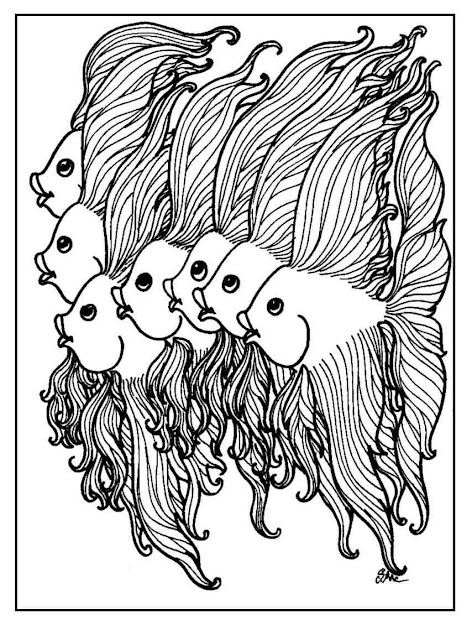 Free Advanced Coloring Page Fish 