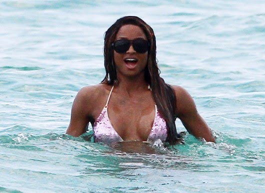 Ciara gave us a tiny slip of the nip while on vacay somewhere tropical and