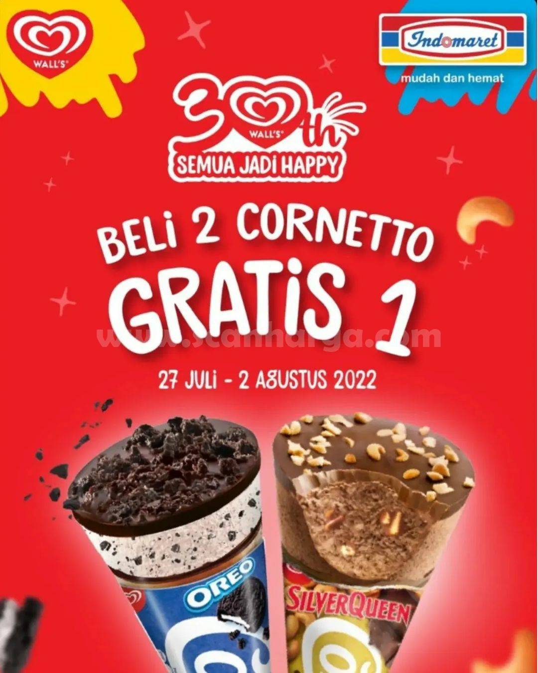 Promo INDOMARET BELI 2 GRATIS 1 WALLS CORNETTO