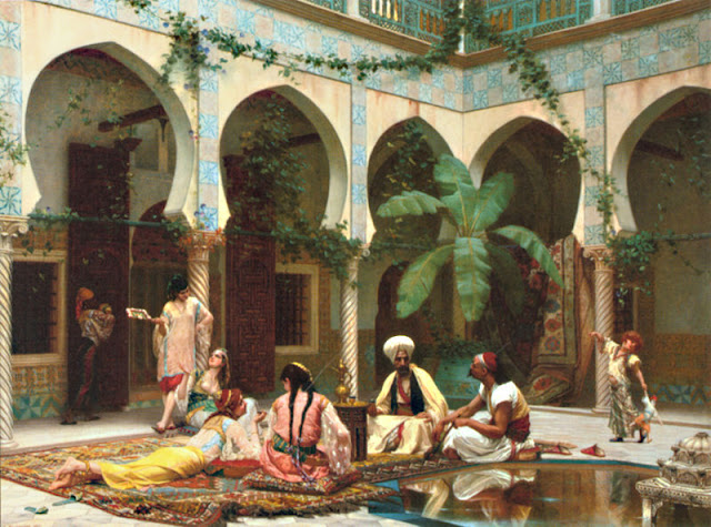 sultan with his family inside harem