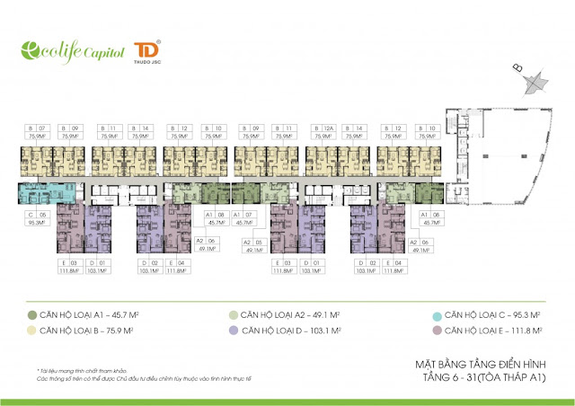 Mặt bằng điển hình Ecolife Capitol