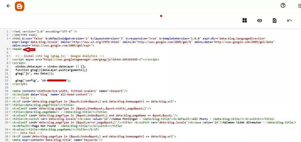 Script tempat menempelkan gtag.js google analytics