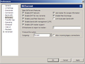 set torrent settings