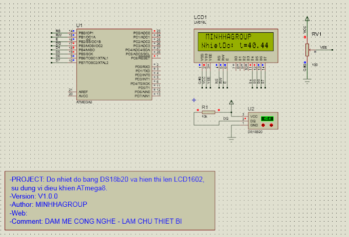 Mạch đo nhiệt độ DS18B20 + Atmega8