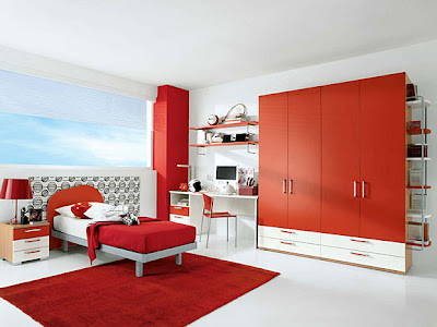 habitaciones en rojo y blanco