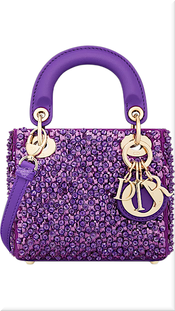 ♦Lady Dior micro bag in purple calfskin embroidered with strass #dior #ladydior #bags #purple #brilliantluxury