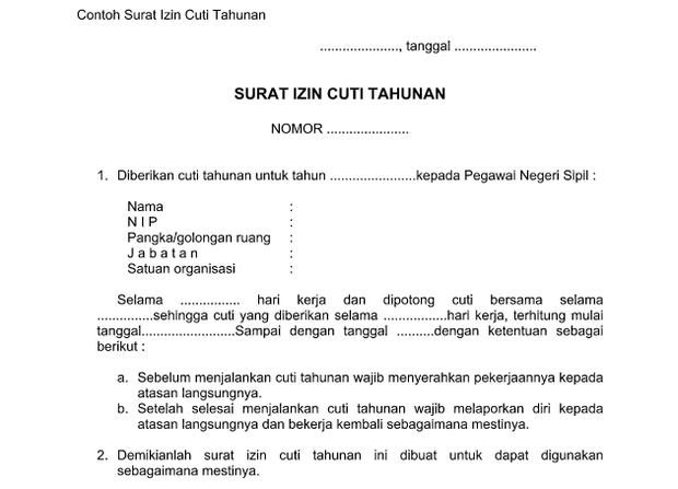 Contoh Surat Cuti Tahunan - Guru Ilmu Sosial