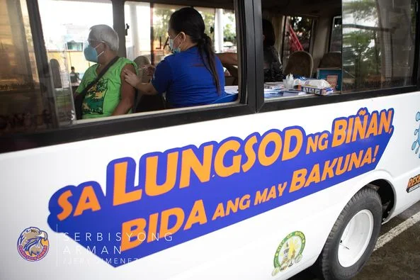 Vax-on-wheels mobile vaccination clinic, sets up in Biñan City