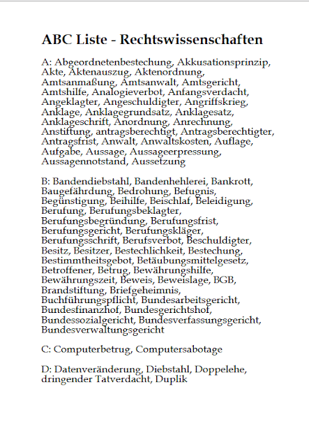 ABC Liste - Rechtswissenschaften