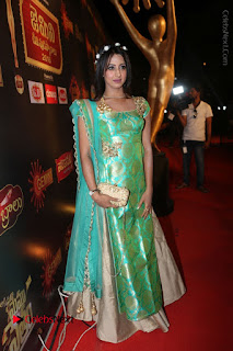 Actress Sanjjanaa Stills in Green Long Dress at Gemini TV Puraskaralu 2016 Event  0073.JPG