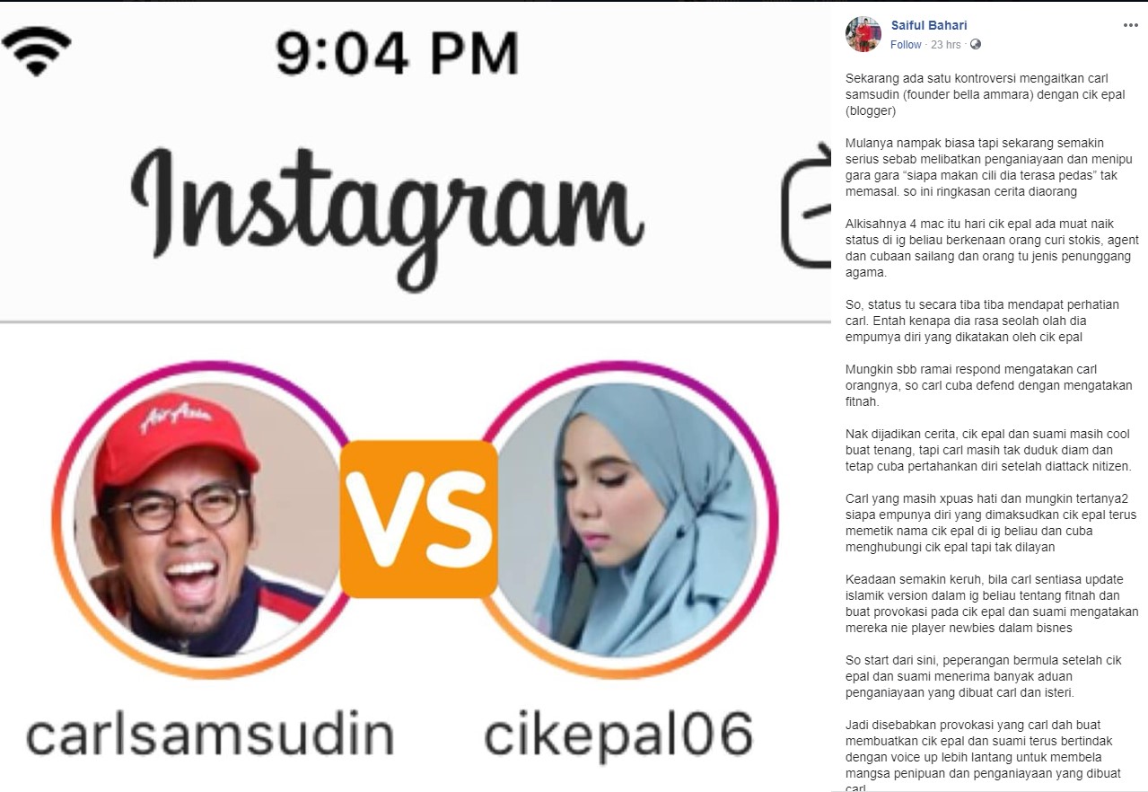 Ini Kronologi Berkenaan Kontroversi Antara Founder Bella Ammara Dan Blogger Cik Epal Yang Viral Di Ig Viral Purba