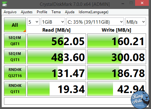 Teste de Velocidade SSD KingSpec P4 120GB