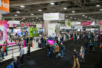 Family history exhibition hall and attendees