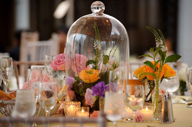 Bell Jars Rustic Wedding Centerpieces