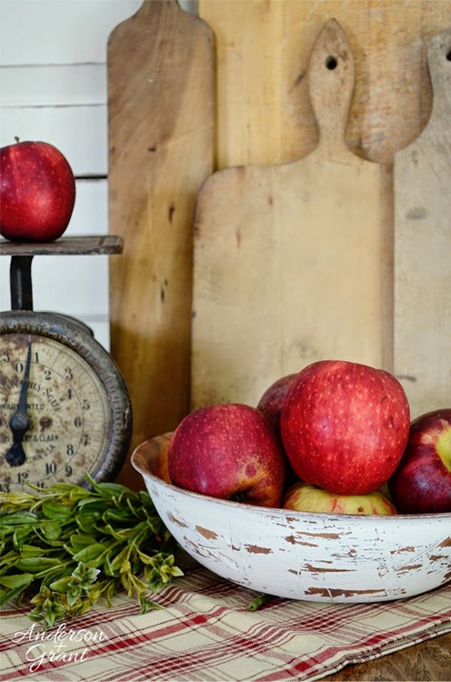 Hand painted and distress wood salad bowl from Anderson and Grant