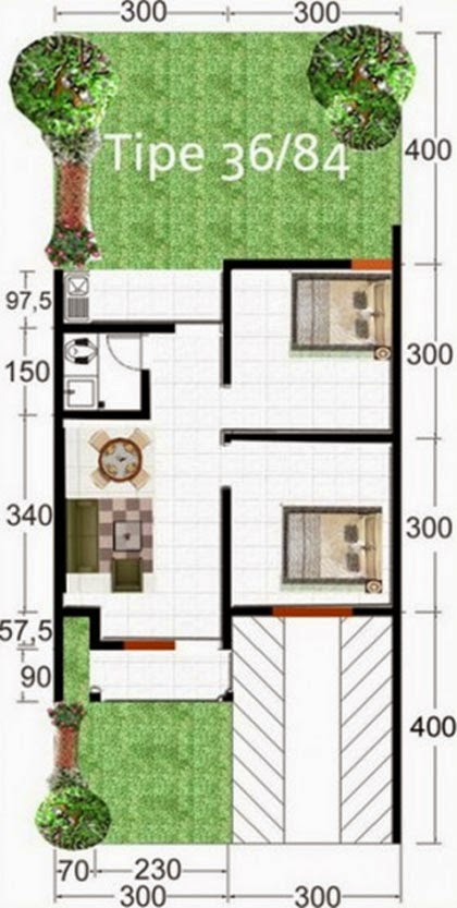 Contoh Denah Rumah Type 36  Desain Rumah Sederhana 