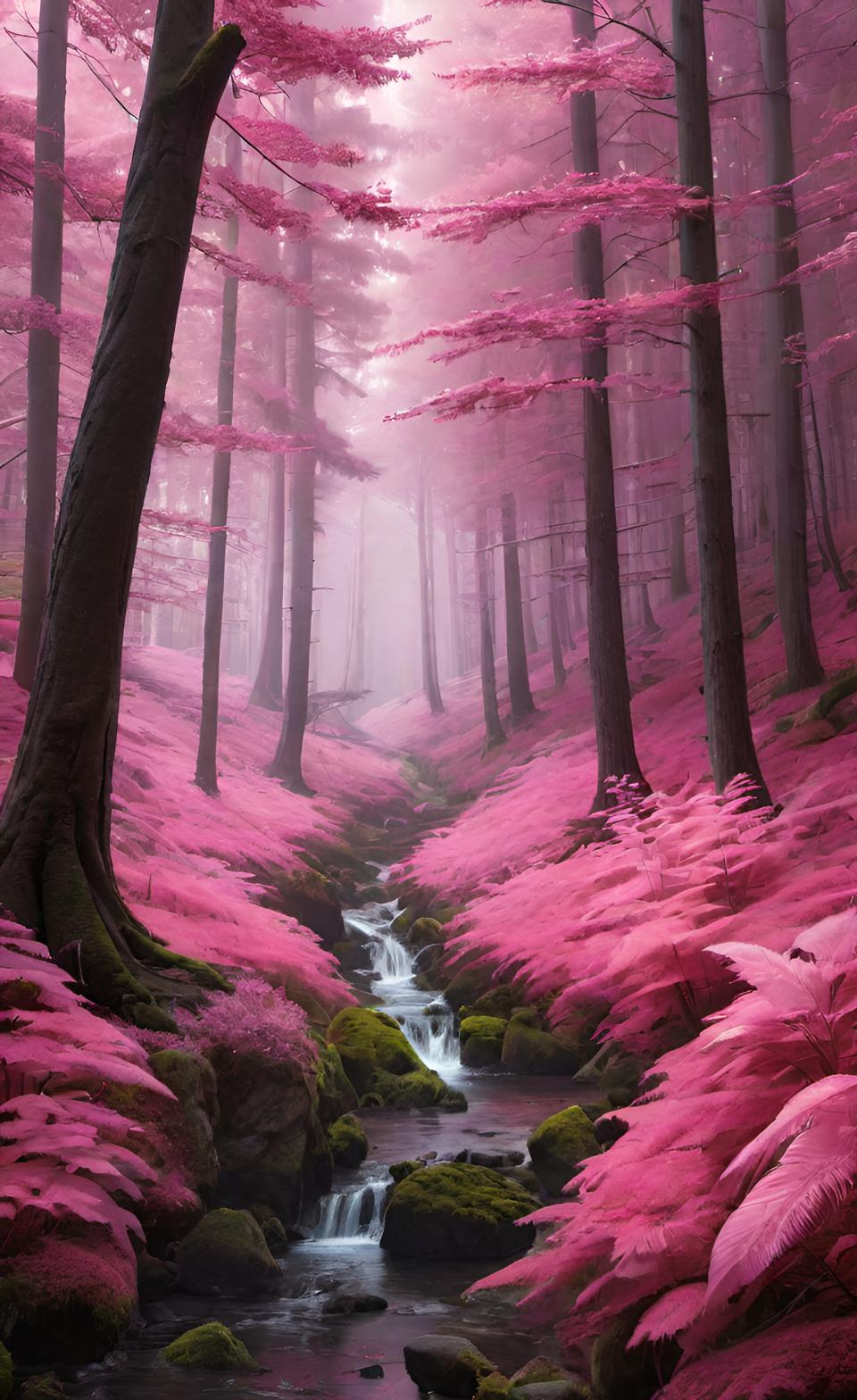 خلفيات غابة عالية الدقة باللون الزهري