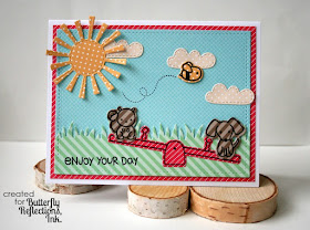 Playful Paper Pieced Card by Jess Moyer featuring Lawn Fawn Stamps Dies and Papers