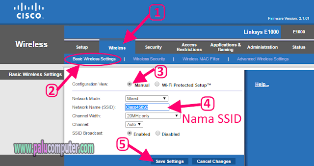 seting wifi Cisco Lynksys e1000