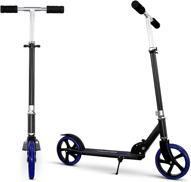 New Interepro Foldable Scooter-Large Wheels 200mm-Slip-Proof Tray-Adjustable Handlebars-for Adolescents Ages 12 and Up and Adults.