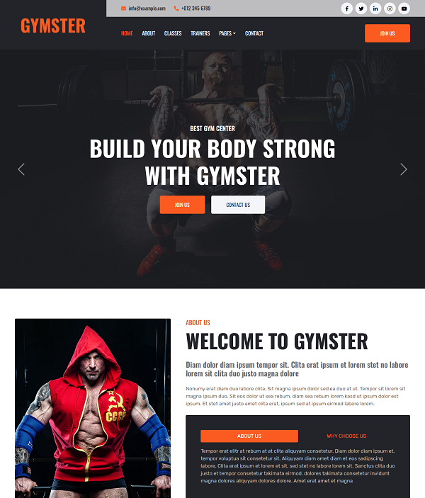 Free GYMSTER – Gym HTML Template Download