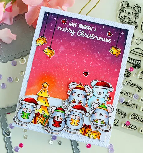 Sunny Studio Stamps: Merry Mice Scalloped Tag Dies Christmas Cards by Chitra Nair