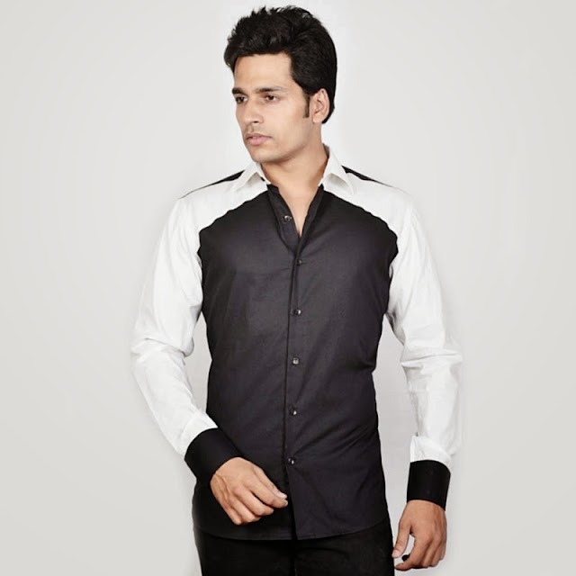 Dazzio Black And White Men Shirt