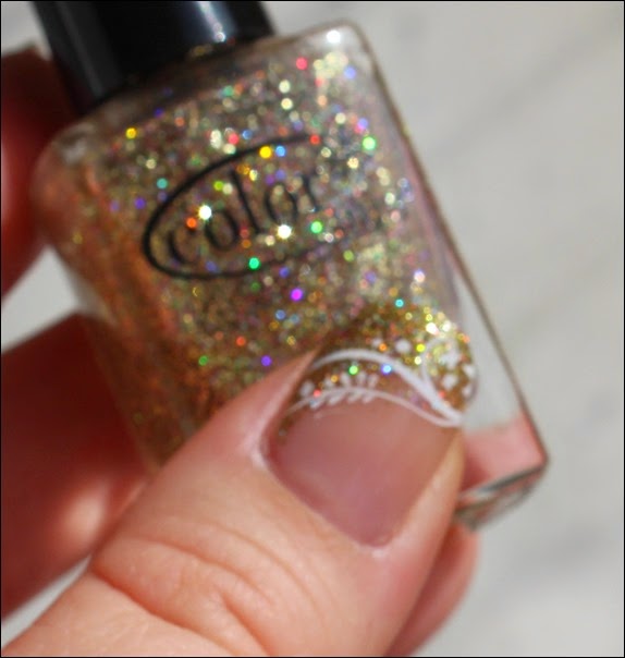 Festive Nailart Gold Glitter Stamping French 05