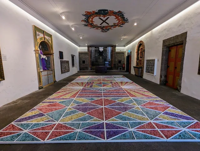 Mosaic display of paper at the convent that houses Museu Carlos Machado in Ponta Delgada