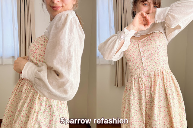 diy puff sleeve linen bolero shrug on woman