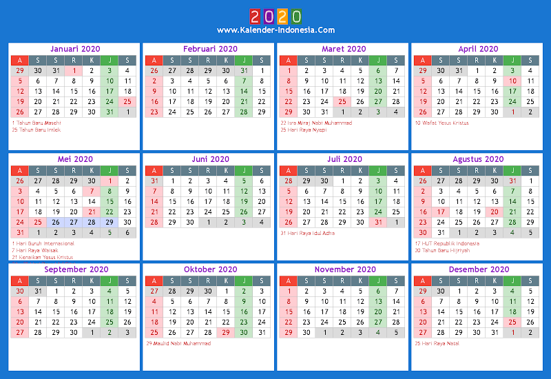 Terbaru 21+ Kalender 2020 Lengkap