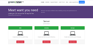 Situs GreenSSH tempat membuat akun SSH 1 bulan