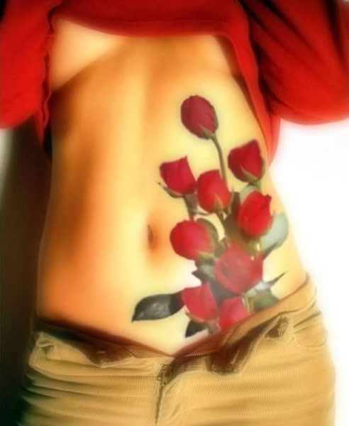 Bouquet of Roses Tattoo on belly Posted by tenant86 at 926 PM
