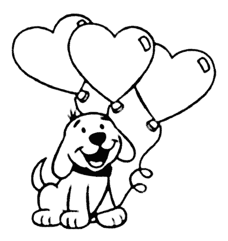 Mewarnai Gambar Anak Anjing dan Balon Untuk PAUD dan TK
