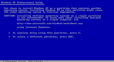 windows XP installation