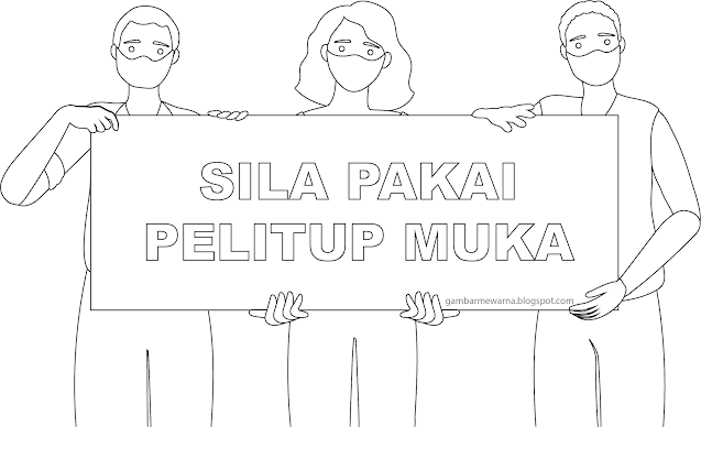 Gambar Mewarna - Pakai Pelitup Muka