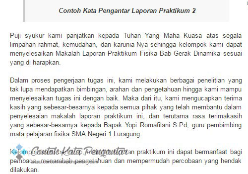 Contoh Kata Pengantar Laporan Praktikum  Contoh Kata 