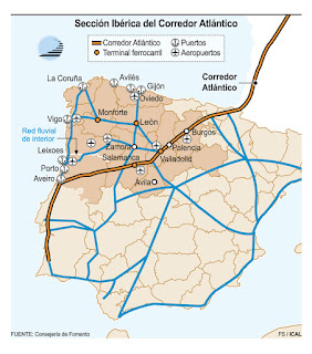 Infografía del Corredor Atlántico para España. Ical. Consejería de Fomento. Junta de Castilla y León.