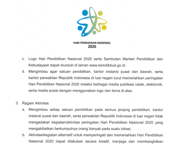 Surat Edaran Peringatan Hari Pendidikan Nasional Tahun 2020