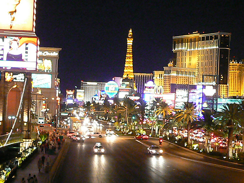 las vegas strip. The Las Vegas strip at night